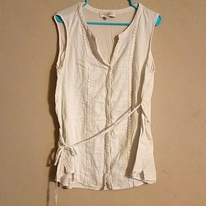 White ButtonDown Maternity Top With Tie Waist